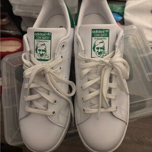 Adidas Stan Smith White and Green Shoes